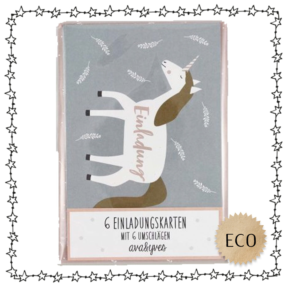 Einladungskarten "Einhorn", 6er Set