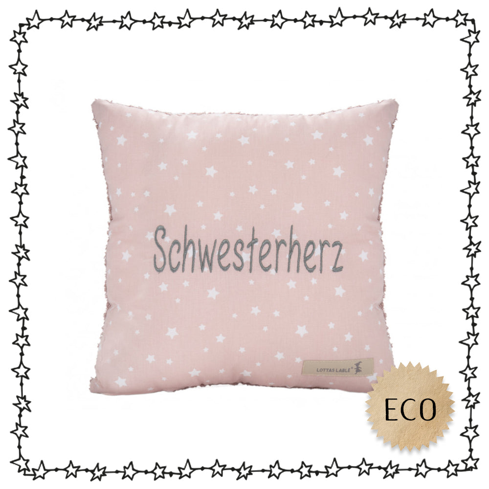 besticktes Kissen "Schwesterherz"