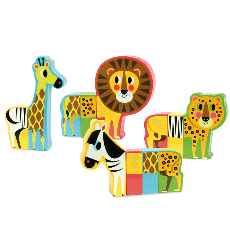witzige Magnet-Tiere, 4er Set, Holz