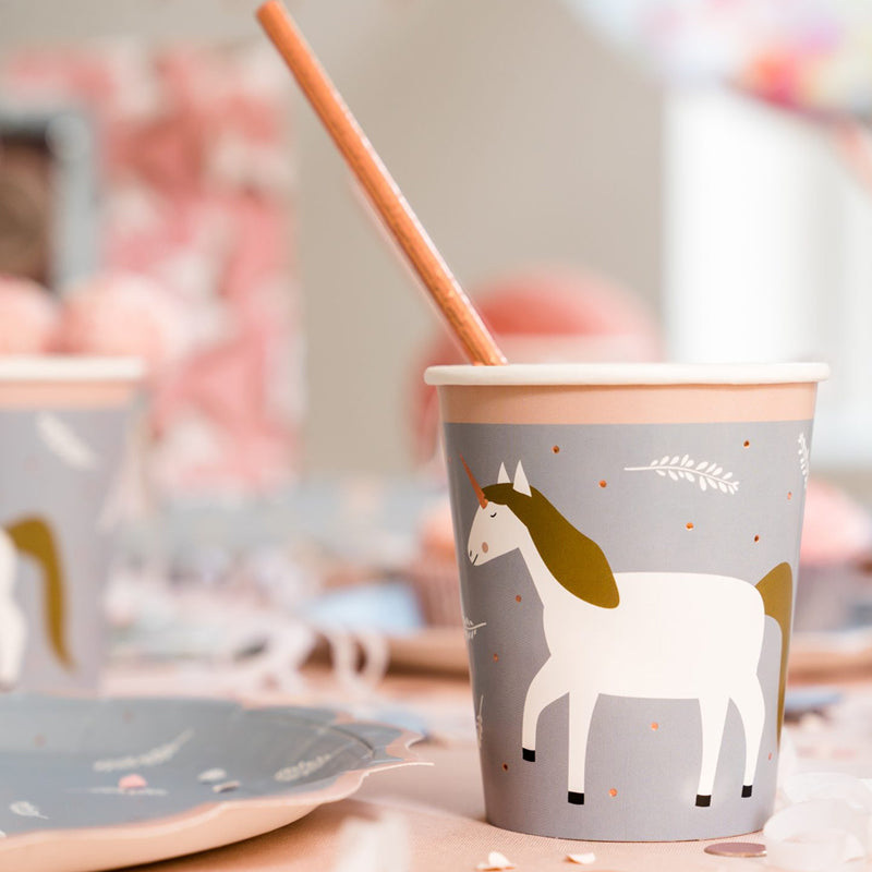 zauberhafte Pappbecher "Einhorn", 8er Set