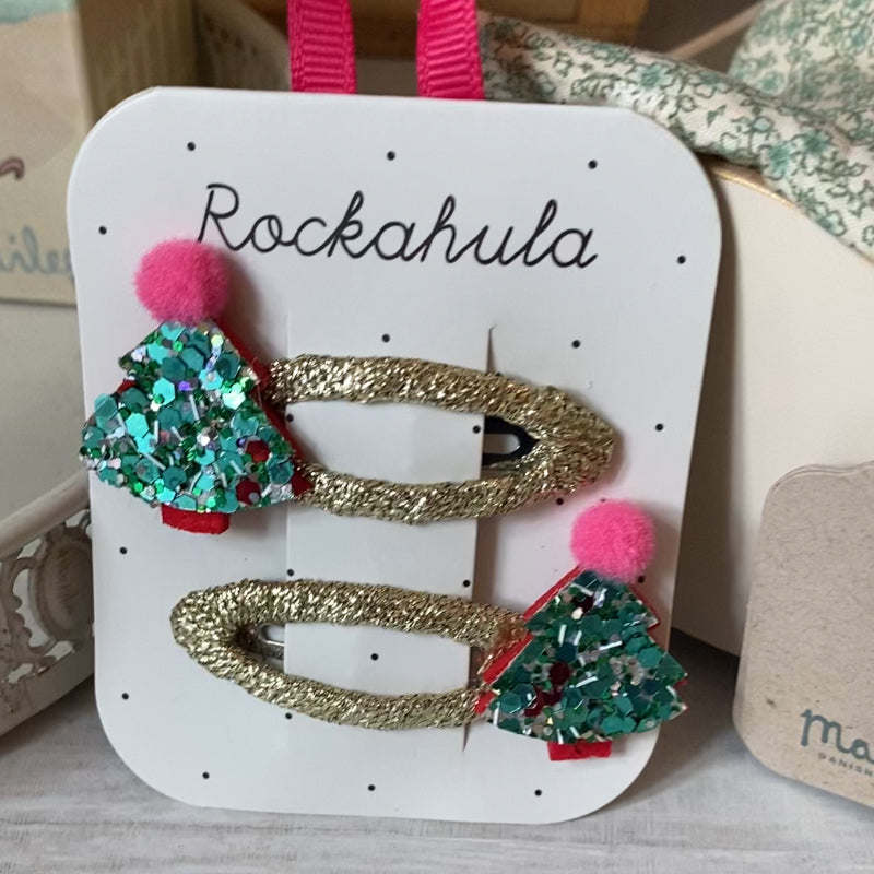 glitzernde Weihnachts-Haarspangen "Christbaum"
