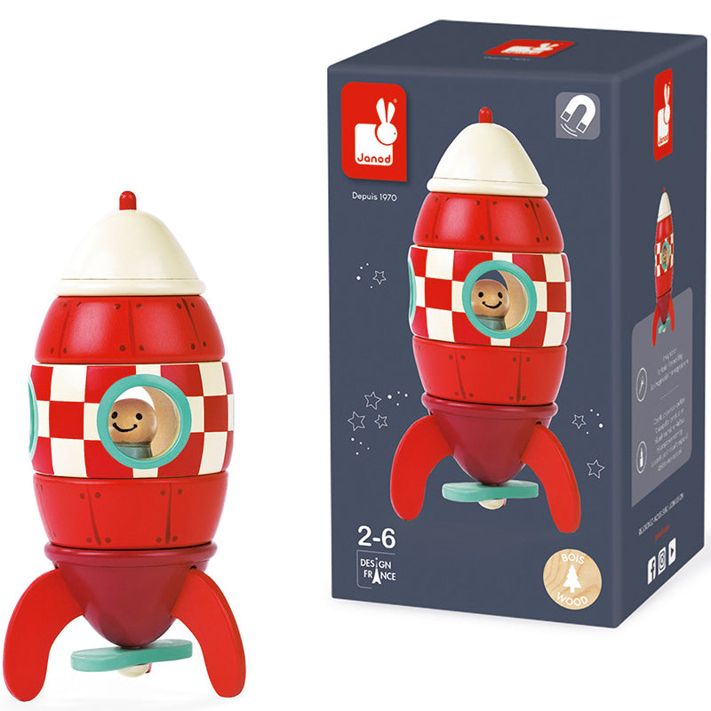 coole Magnet-Rakete, 5 Teile, Holz