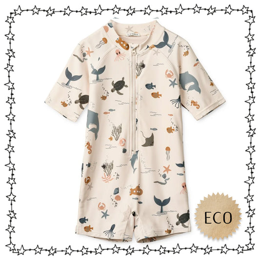 kurzärmliger Schwimmanzug "sea creatures", UV 40+