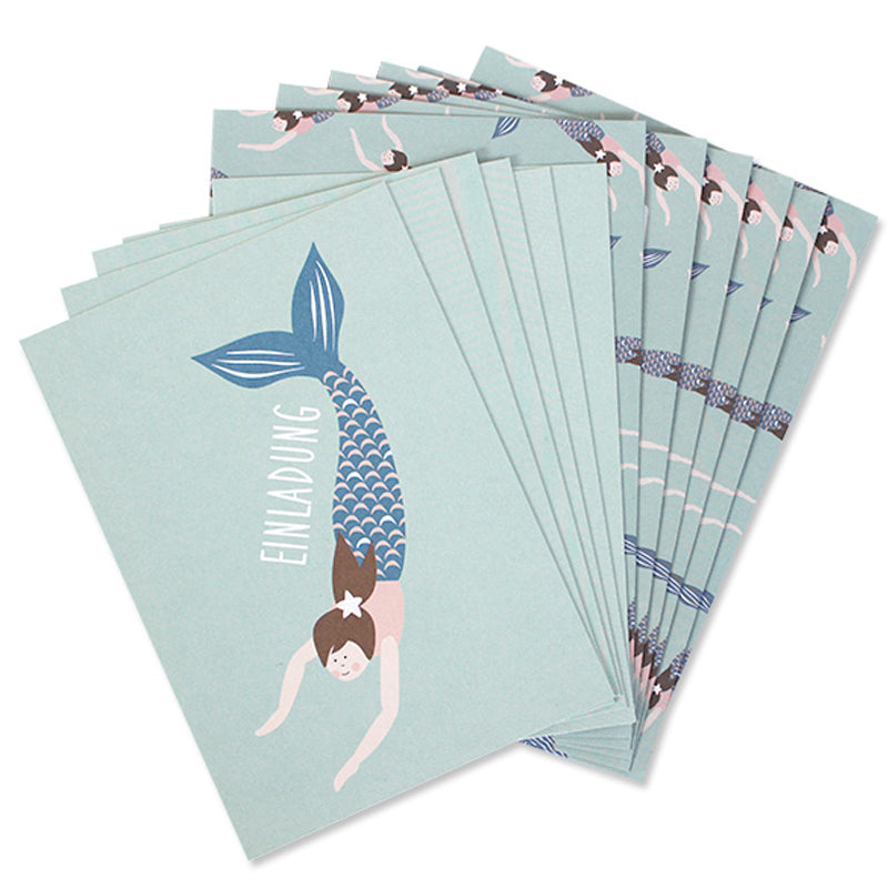 Einladungskarten "Meerjungfrau", 6er Set