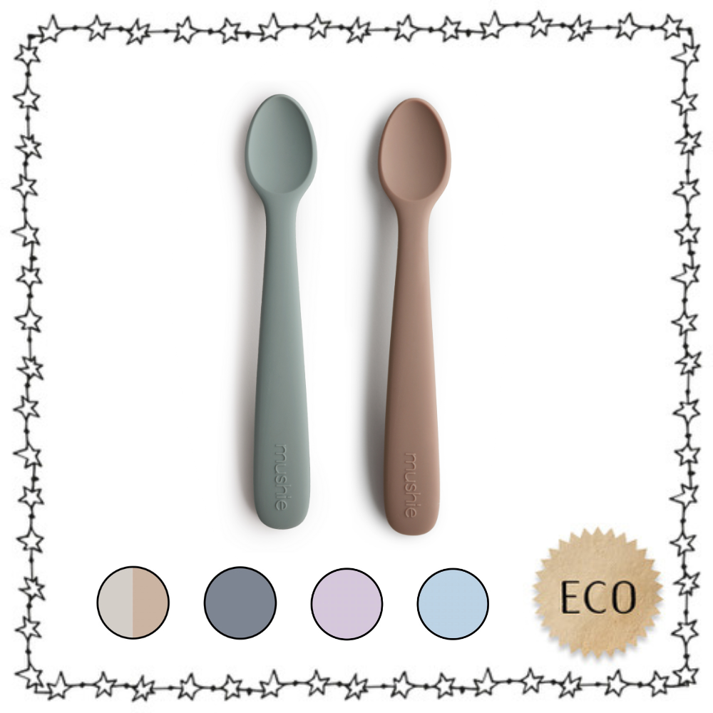 Mushie Löffel-Set Natural & Dried Thyme – natürliche Erdtöne für nachhaltiges Füttern.