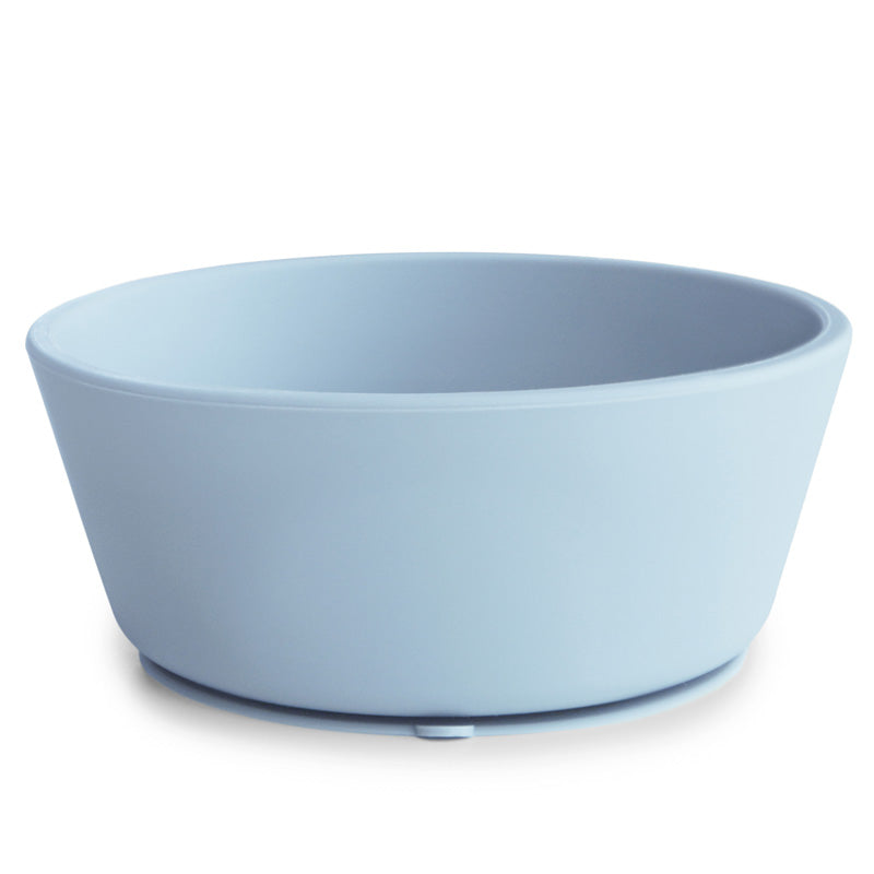 Mushie Silikonschüssel mit Saugnapf in powder blue – rutschfestes Babygeschir