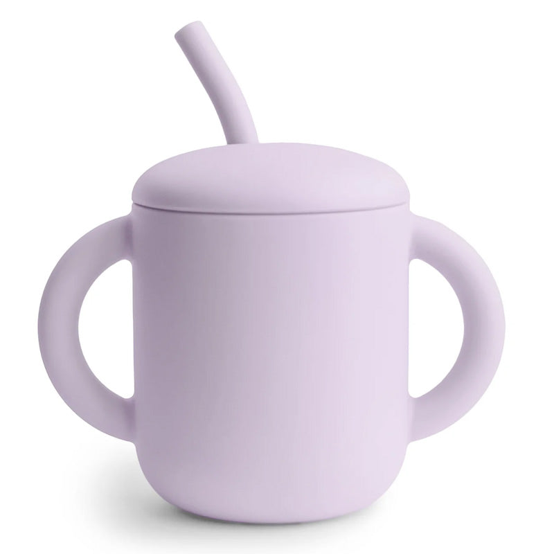 Mushie Trinklernbecher aus Silikon Farbe Soft Lilac – schadstofffreier Becher für Kleinkinder