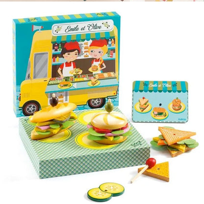 schönes Spielset Sandwichbar "Emile et Olive", Holz