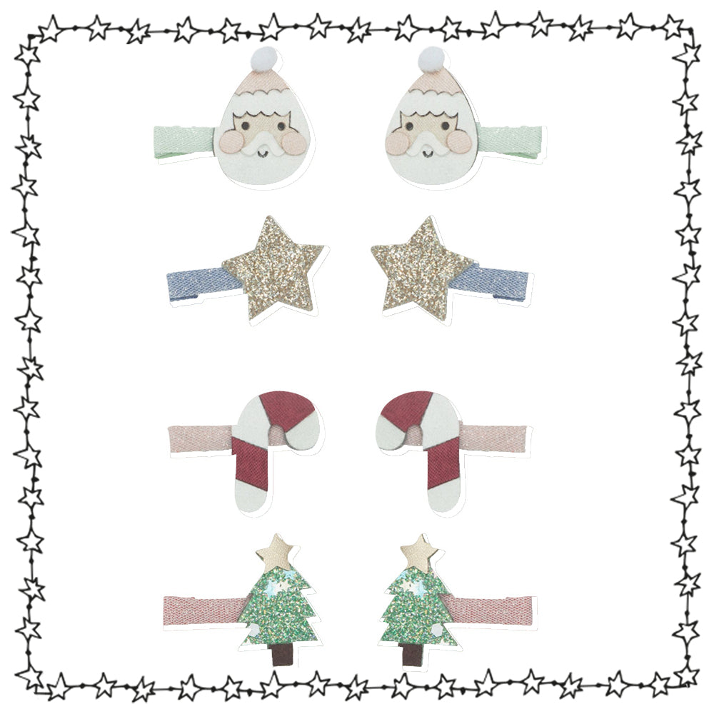 glitzernde Clips "Weihnachten", 8er Set