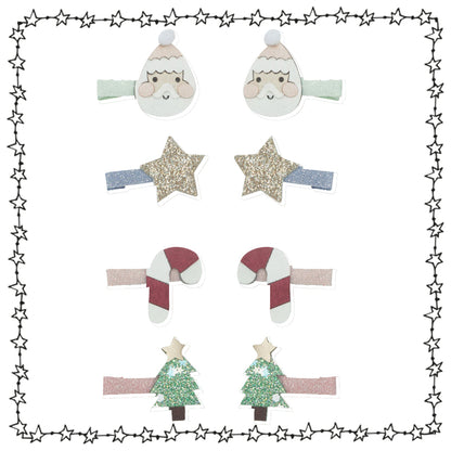 glitzernde Clips "Weihnachten", 8er Set